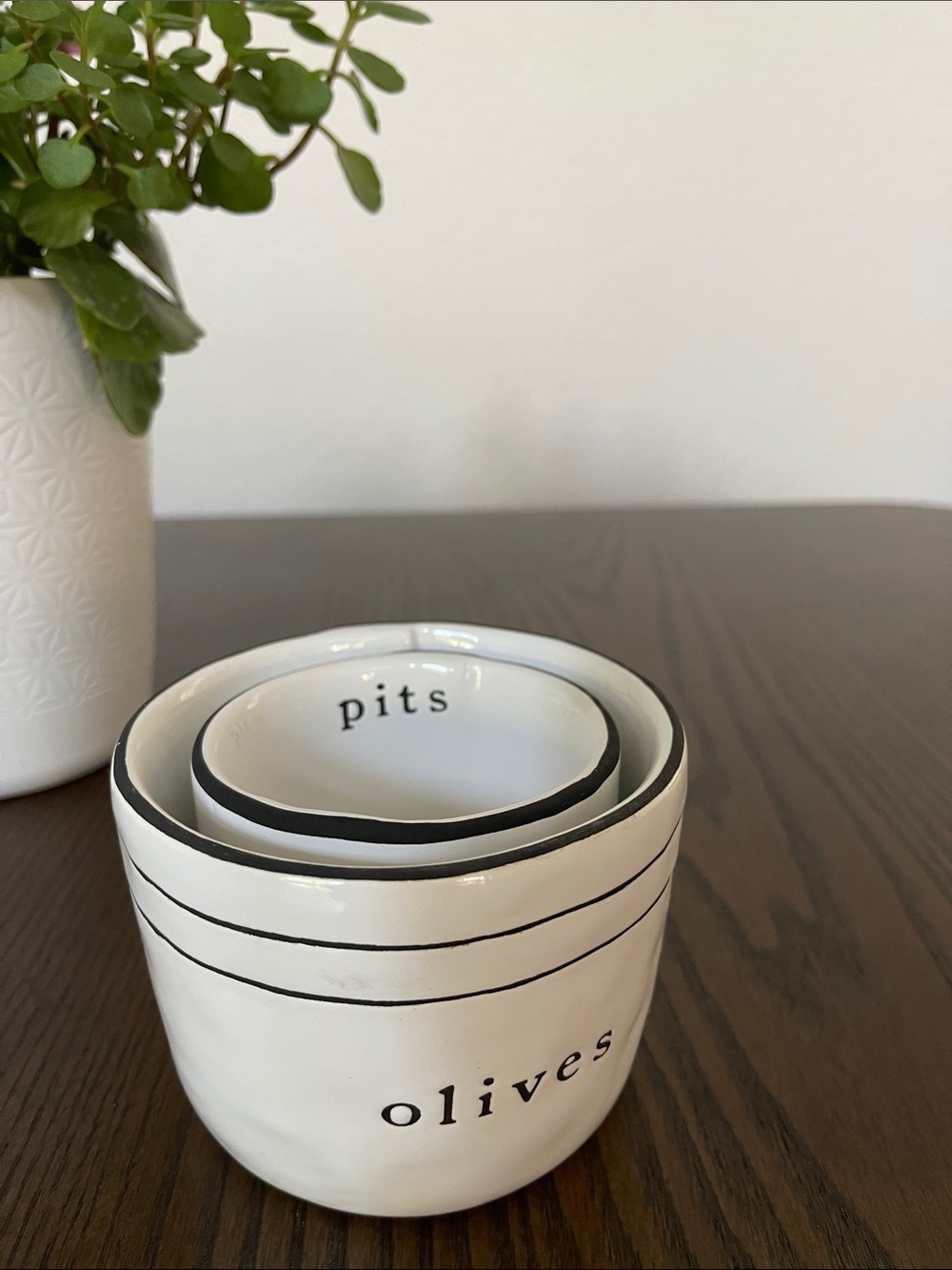 White Olive and Pit Bowls Set - Picture 2 of 5